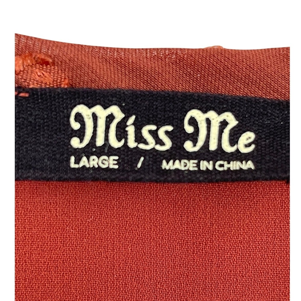 Miss Me Swiss Dot Blouse Women Large Rust Good Boho Crochet Tassel - Picture 8 of 13